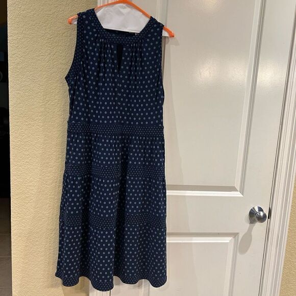Michael Michael Kors blue polka dot sleeveless flounce tiered midi dress size la - Picture 1 of 11